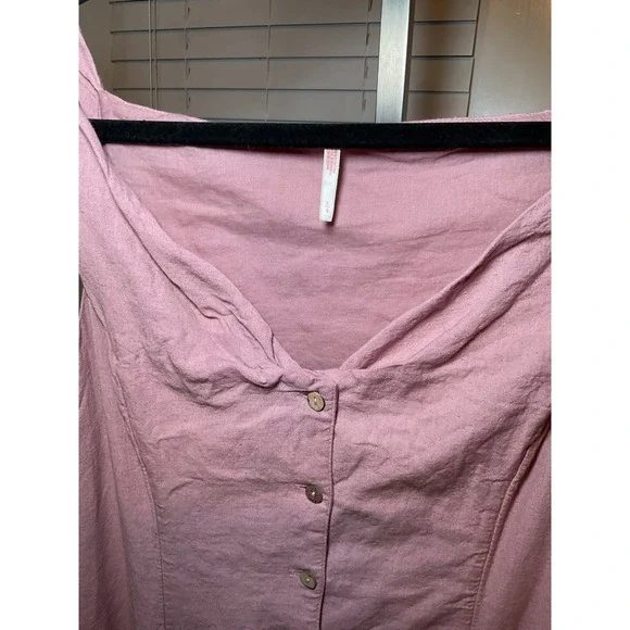 Free People Button Front Midi Dress Sleeveless Casual Pink L - Picture 2 of 11